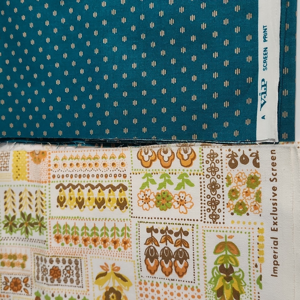 Two pieces of vintage cotton fabric